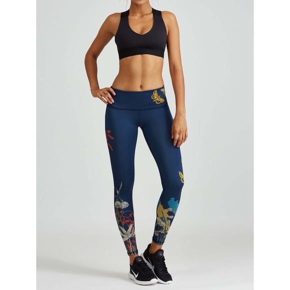 Noli Yoga Women Athletic Leggings, Navy Enchanted - Picture 2 of 8